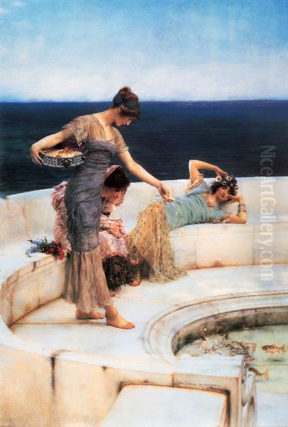 Silver Favourites Oil Painting by Lawrence Alma-Tadema