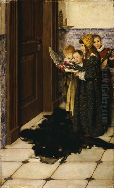 A Carol Oil Painting by Laura Theresa Alma-Tadema