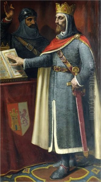 Alfonso VI de Leon Oil Painting by Jose Maria Rodriguez De Losada