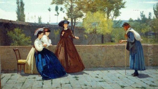 L'elemosina Oil Painting by Silvestro Lega