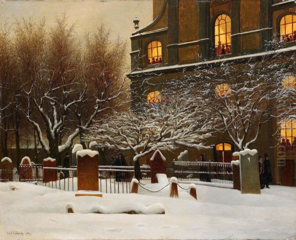 Ottesang I Maria Kyrka - Stockholm Oil Painting by Gustaf Carleman