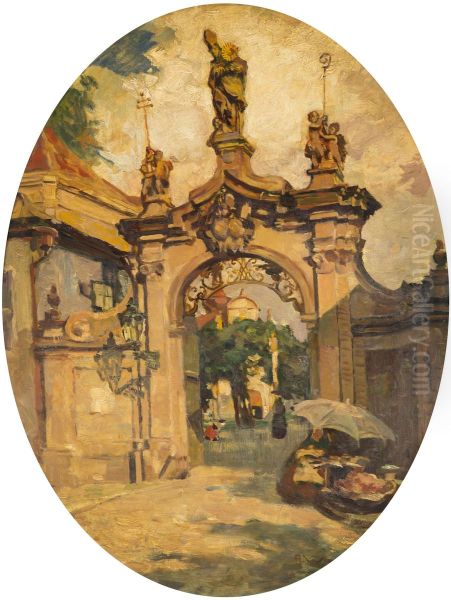 The Gate of Strahov Monastery Oil Painting by Alois Wierer