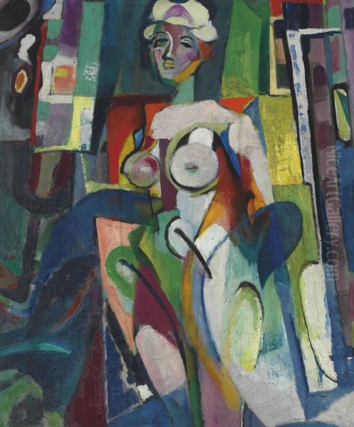 Semi-abstract Nude Oil Painting by Arthur Beecher Carles