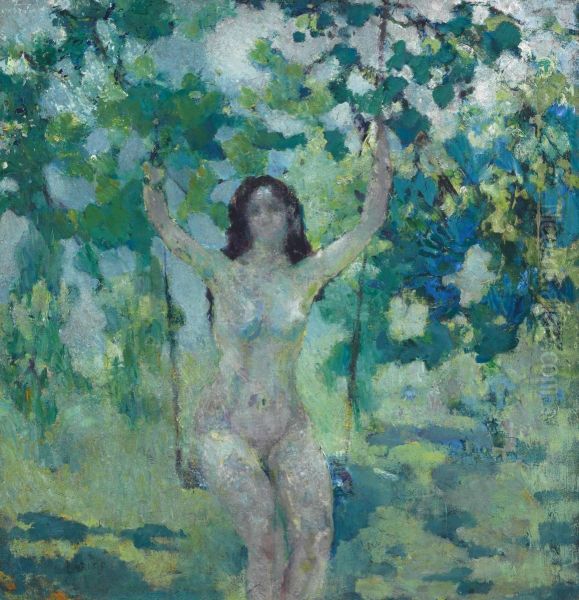 Nude On Swing Oil Painting by Arthur Beecher Carles