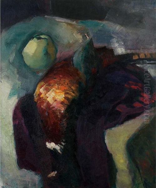 Pheasant With Green Apple Oil Painting by Arthur Beecher Carles