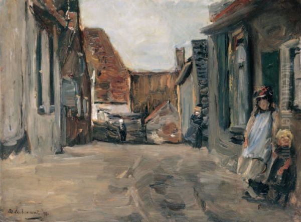 Hollandische Dorfstrasse Zandvoort Oil Painting by Max Liebermann