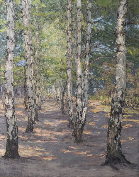 Birch path on the Heller near Dresden Oil Painting by Otto Altenkirch