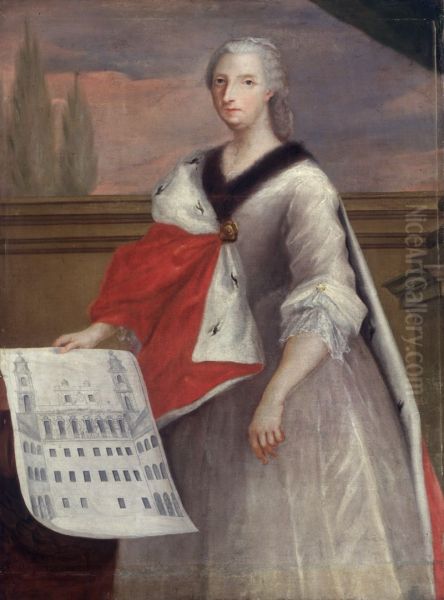 Portrait of Elzbieta Oginska (1700-1767) Oil Painting by Ignacy Ernst Eggenfelder