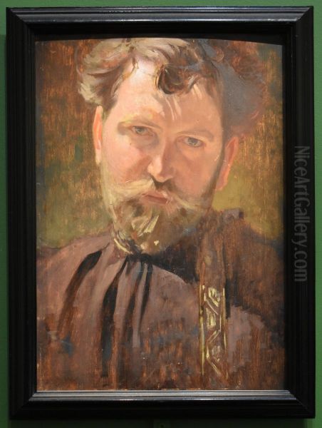 Self-portrait (1899) Oil Painting by Alphonse Mucha