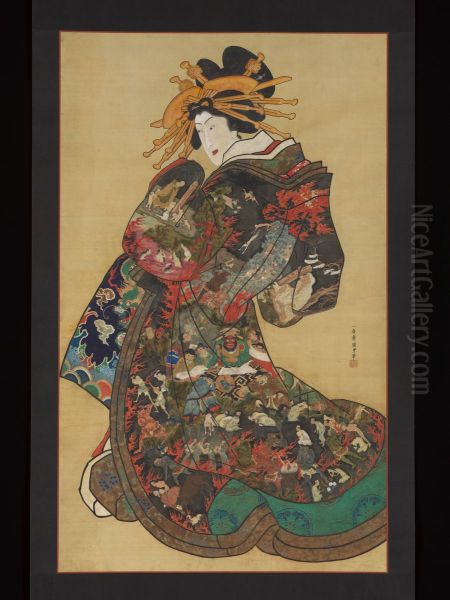 The Hell Courtesan Oil Painting by Utagawa Kunisada II