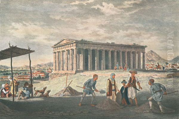 Temple of Theseus in Athens, Athens from the South West. Oil Painting by James Stuart