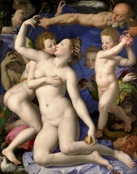 Venus, Cupid, Folly and Time [Allegory of the Triumph of Venus] Oil Painting by Bronzino