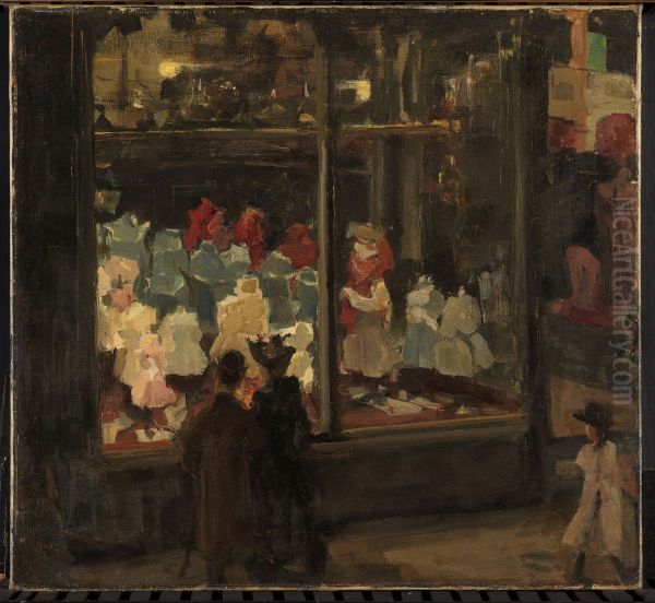 Shop Window Oil Painting by Isaac Israels