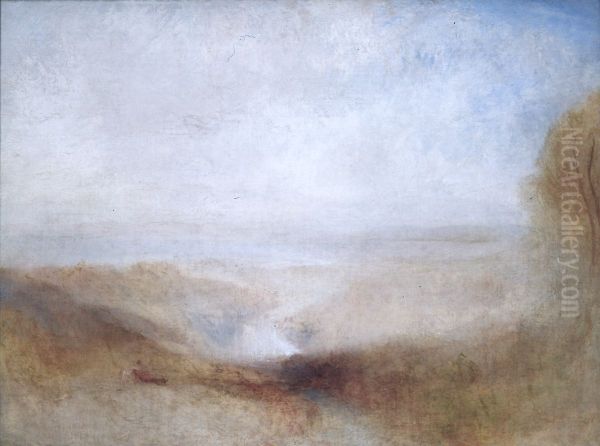 Paysage avec une riviere et une baie au loin Oil Painting by J. M. W. Turner