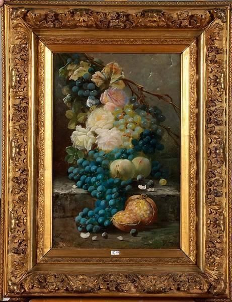 Nature Morte Aux Fleurs Et Aux Fruits Oil Painting by Max Carlier