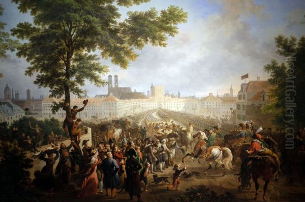 Entry of the French army in Munich Oil Painting by Nicolas-Antoine Taunay