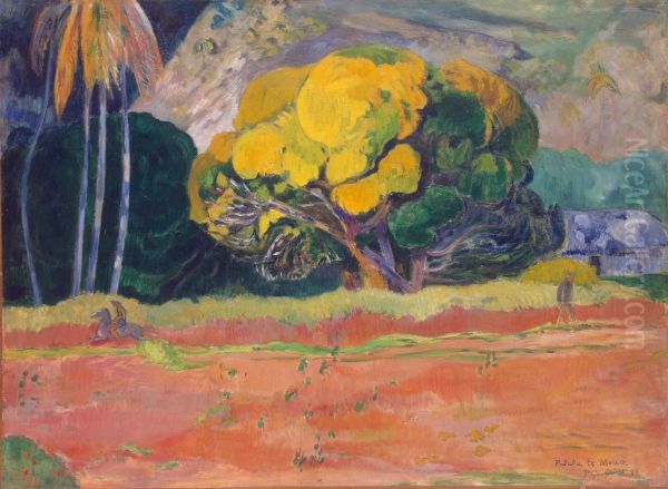 At the Foot of a Mountain Oil Painting by Paul Gauguin