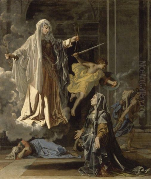 Saint Frances Announcing the End of the Plague in Rome Oil Painting by Nicolas Poussin