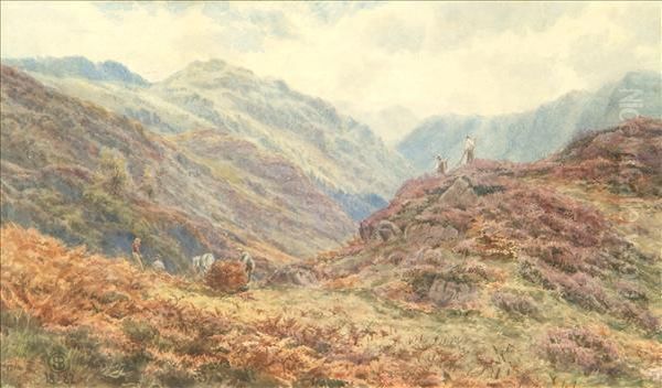 Figures In A Mountainous Landscape Oil Painting by Stephen Briggs Carlill