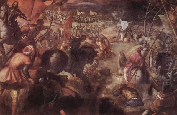 Die Schlacht am Taro Oil Painting by Jacopo Tintoretto