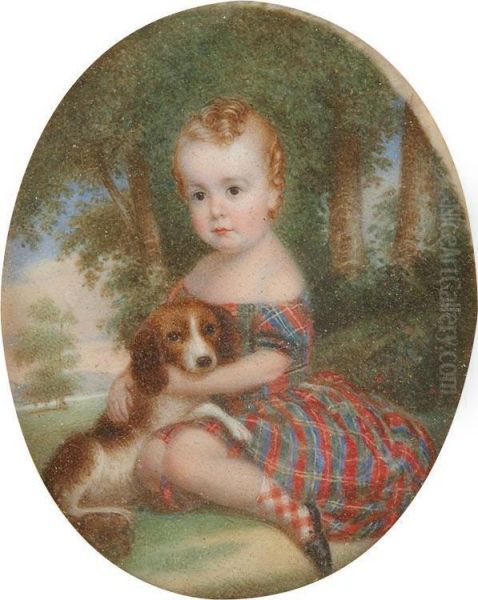 Young Child With Spaniel Oil Painting by John Carlin