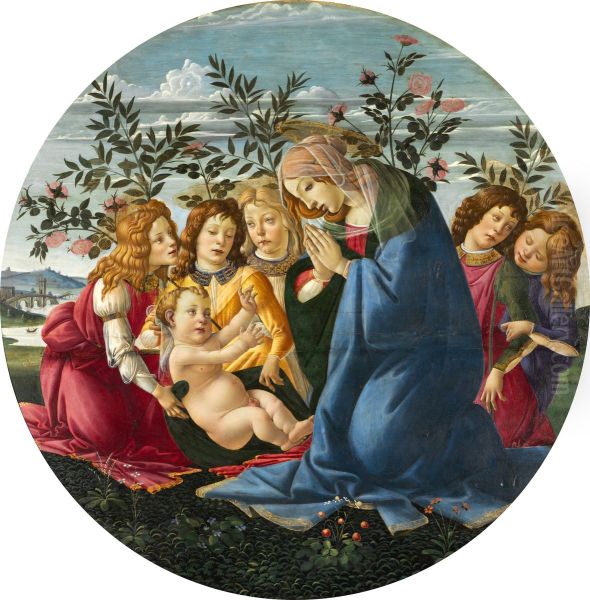 Madonna Adoring the Child with Five Angels Oil Painting by Sandro Botticelli