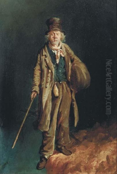 Beggar On The Brink Of Disaster Oil Painting by John Carlin