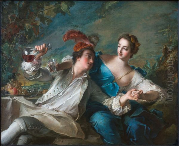 Les Amoureux Oil Painting by Jean-Marc Nattier