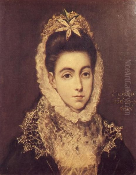 Lady with a Flower in Her Hair Oil Painting by El Greco