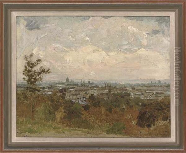 London From Parliament Hill Oil Painting by George Carline