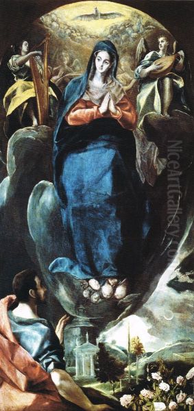 Inmaculada Concepcion con san Juan Bautista Oil Painting by El Greco