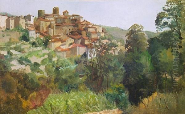 Italian Hilltown Oil Painting by Hilda Carline