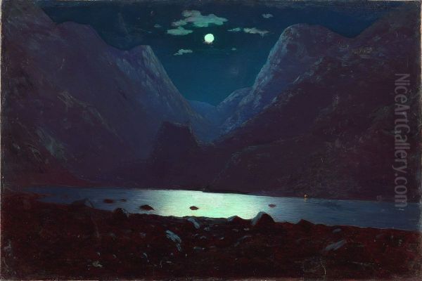 Daryal pass. Moonlight Night Oil Painting by Arkhip Kuindzhi