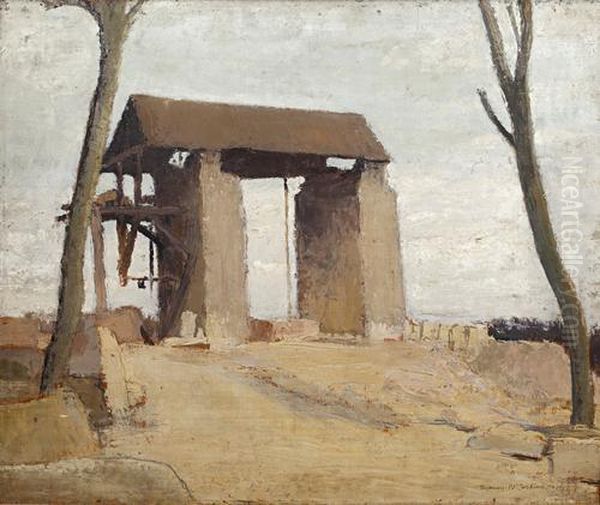 A French Stone Quarry South Of Paris Oil Painting by Sydney William Carline