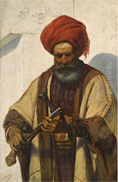 A Sanhagiah Warrior Oil Painting by Giulio Carlini