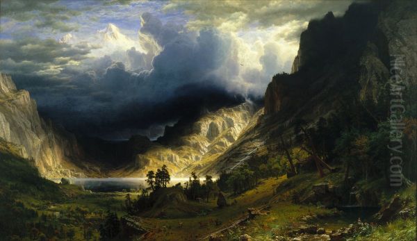 A Storm in the Rocky Mountains, Mt. Rosalie Oil Painting by Albert Bierstadt