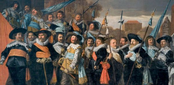 The officers and non-commissioned officers of the Saint George Civic guard in Haarlem Oil Painting by Frans Hals