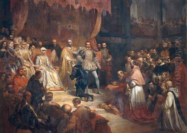 Abdication de Charles Quint Oil Painting by Louis Gallait