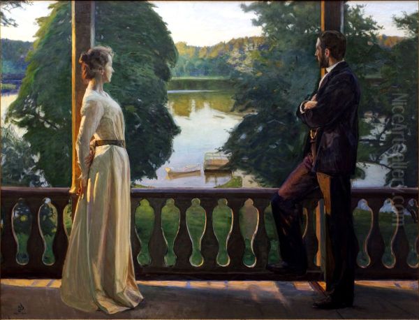 Nordic summer's evening Oil Painting by Richard Bergh