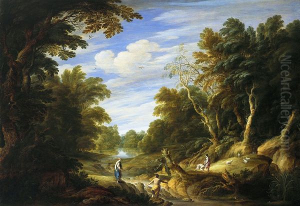 Wooded Landscape with Figures Oil Painting by Alexander Keirincx