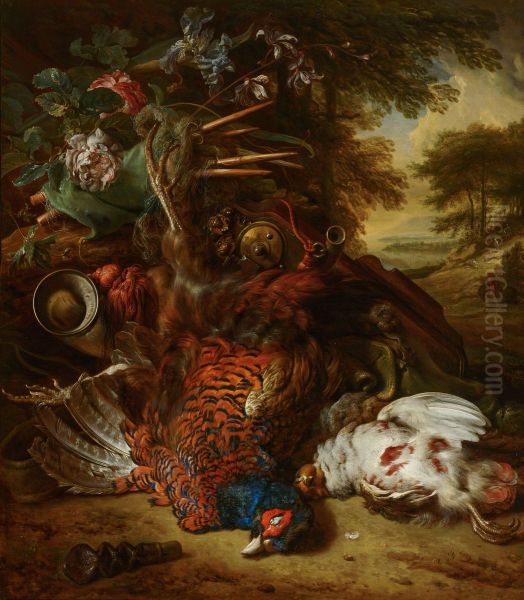 Hunting Still Life Oil Painting by Jan Weenix