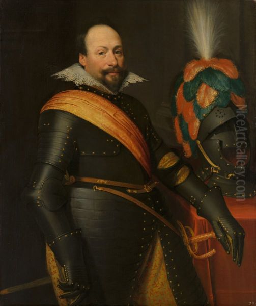 Portrait of Daniel de Hertaing (d. 1626) Oil Painting by Jan Van Ravesteyn