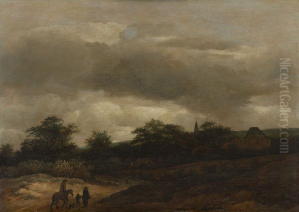 Dune Landscape with Road and Church Oil Painting by Guillam Dubois