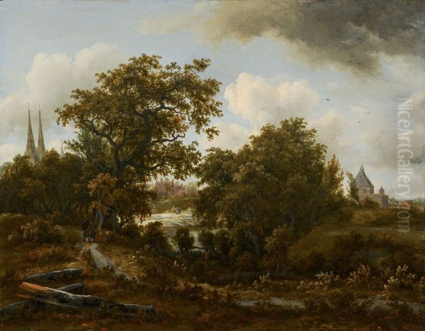 Landscape near Deventer Oil Painting by Meindert Hobbema