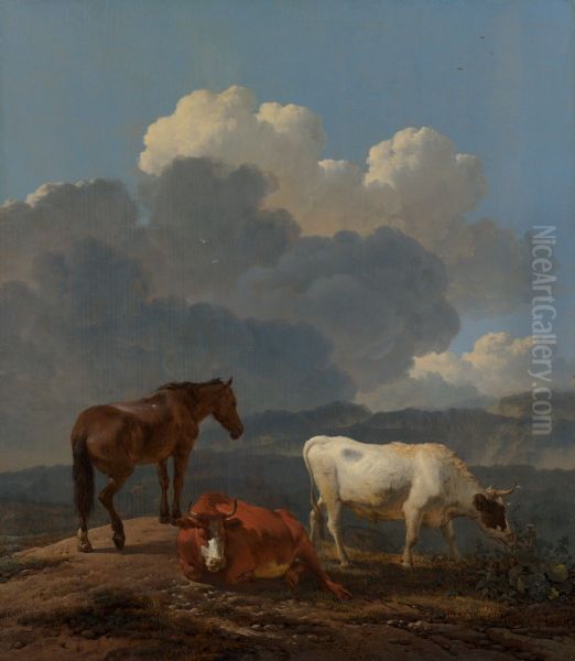 Italianate Landscape with Cattle Oil Painting by Karel Dujardin