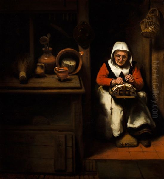 The Old Lacemaker Oil Painting by Nicolaes Maes