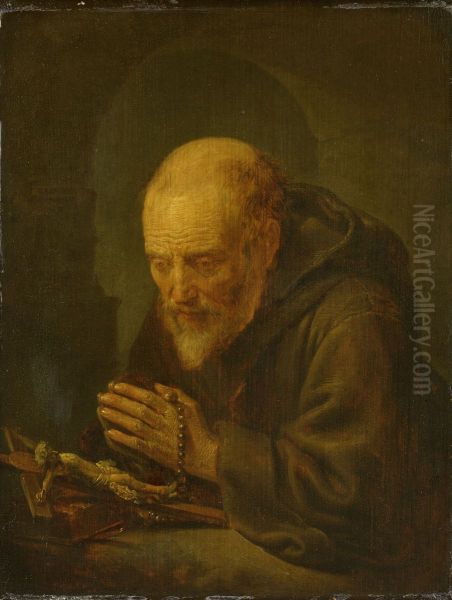 A Hermitin Prayer Oil Painting by Gerrit Dou