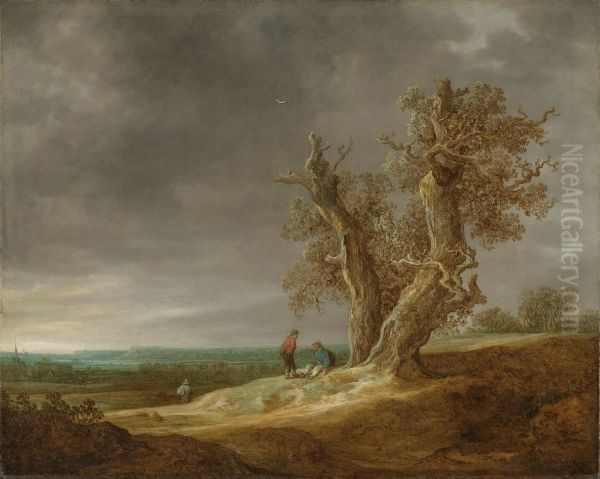 Landschap met twee eiken Oil Painting by Jan van Goyen