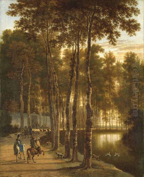 De berkenlaan Oil Painting by Jan Hackaert