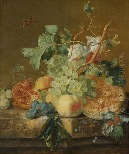 Stilleven met vruchten Oil Painting by Jan Van Huysum